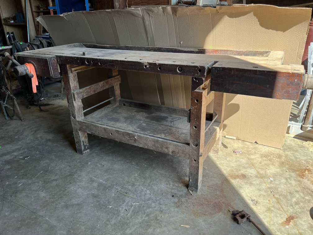 Antique woodworking workbench