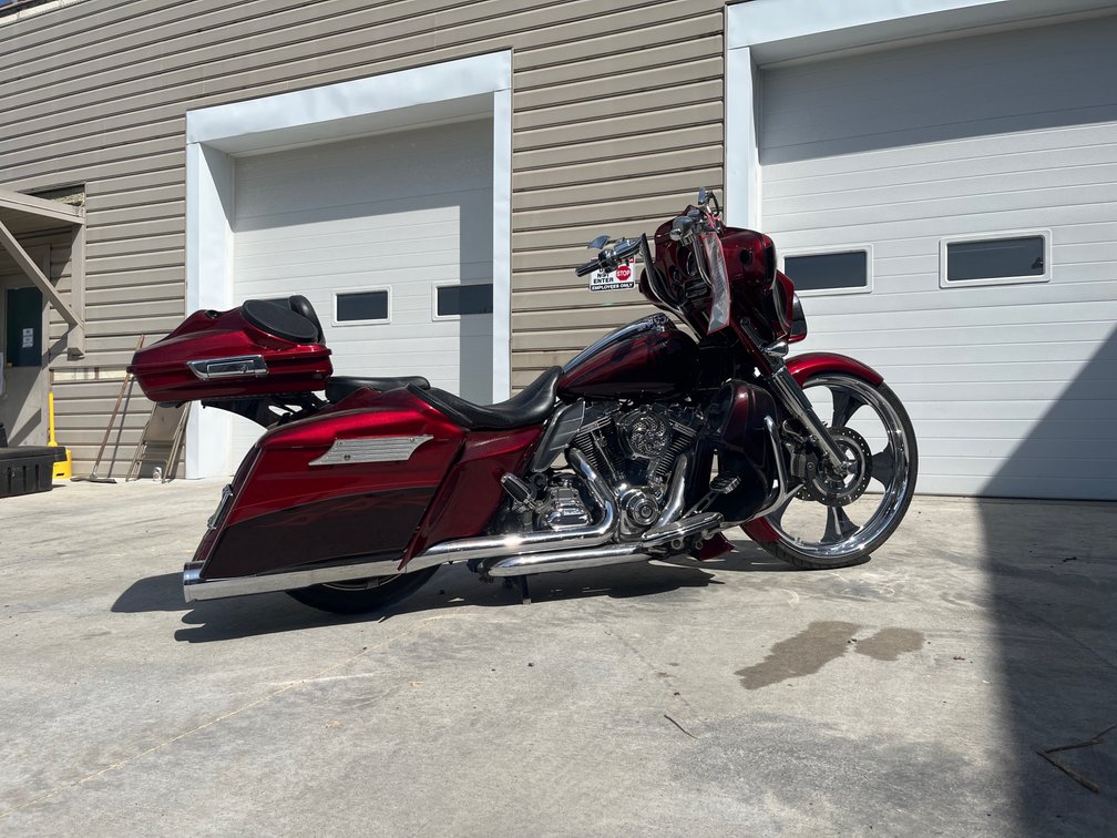 2012 Harley Davidson St. Glide CVO Custom Motorcycle, Air Front and Rear, 26 Inch Front, 110 Screaming Eagle, Belly Stand, Multiple Aftermarket Accessories