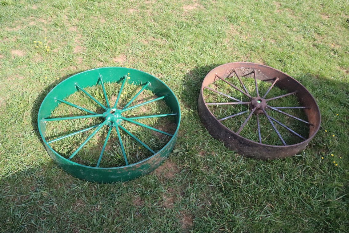 Two Cast-Iron Wagon Wheel