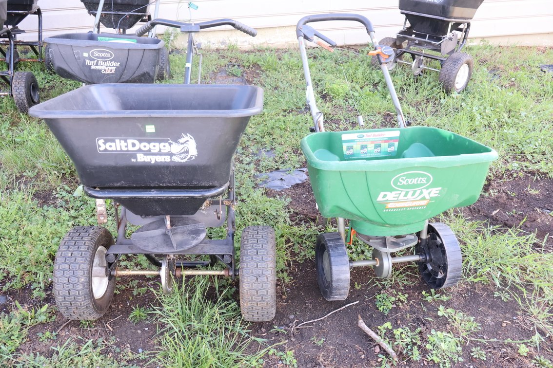 Salt Dog Lawn Spreader and Scotts Deluxe Lawn Spreader
