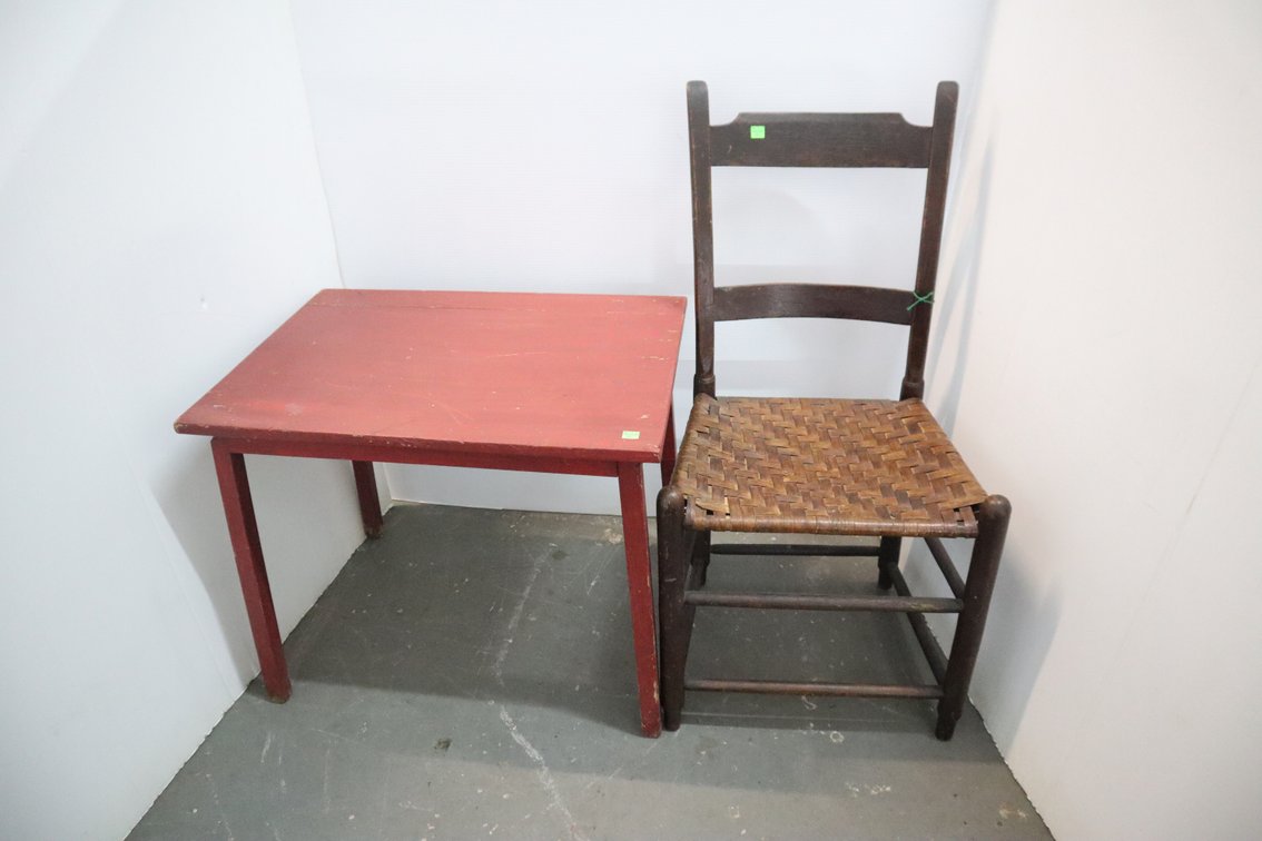 Rush Bottom Rocking Chair and Small Table