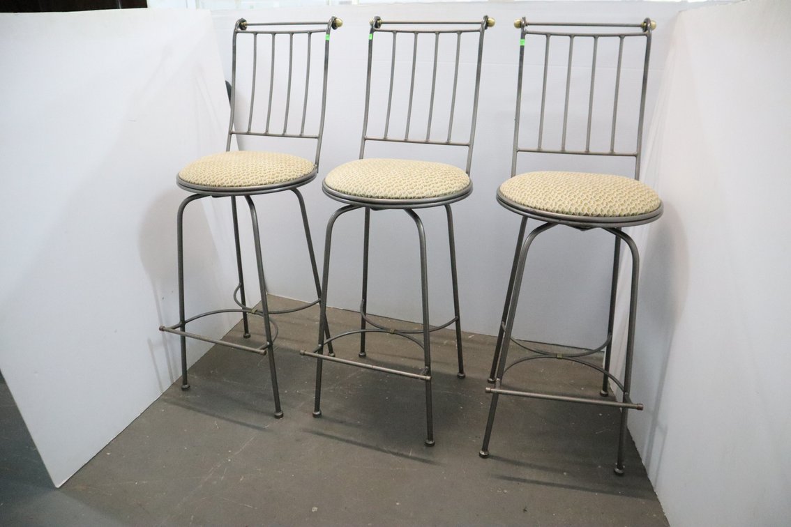 3 Padded Swivel Metal Bar Chairs