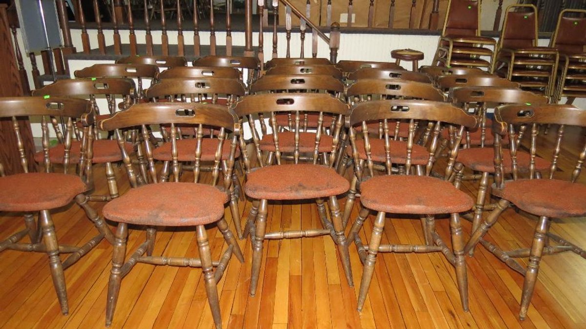 20 wooden padded dining chairs