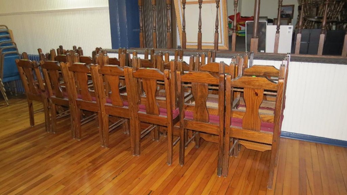30 wooden padded dining chairs