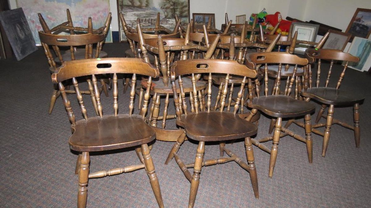 18 wooden dining chairs