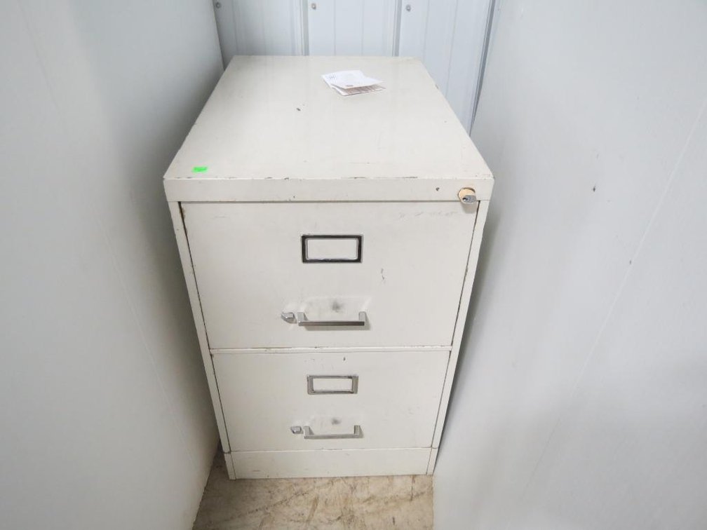 Two drawer metal filing cabinet