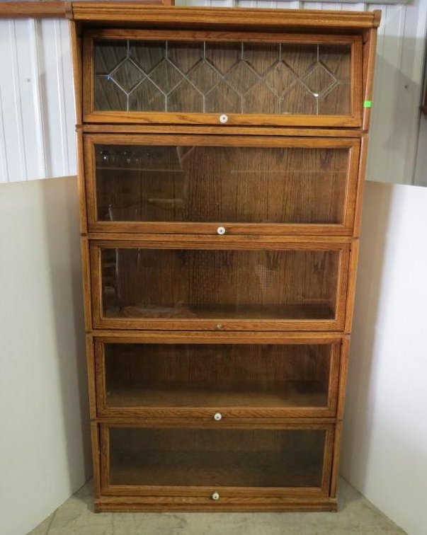 Barrister style solid wood bookcase, bottom door needs repair
