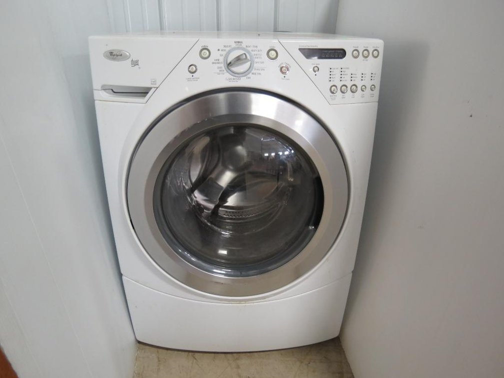 A Whirlpool Duet Energy Star front loading washing machine.