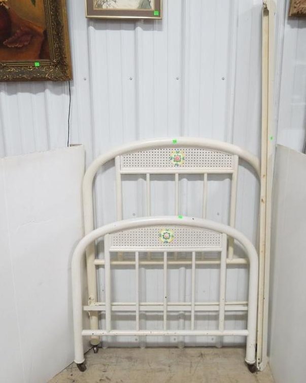 Twin size iron bed with rails