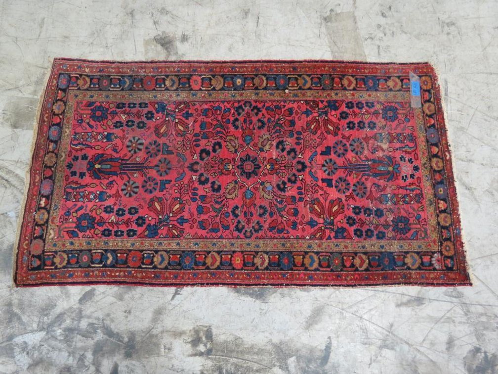 Vintage handmade area rug. Please preview for condition.