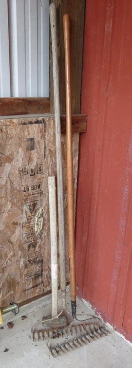 Sledge Hammer And Garden Rakes