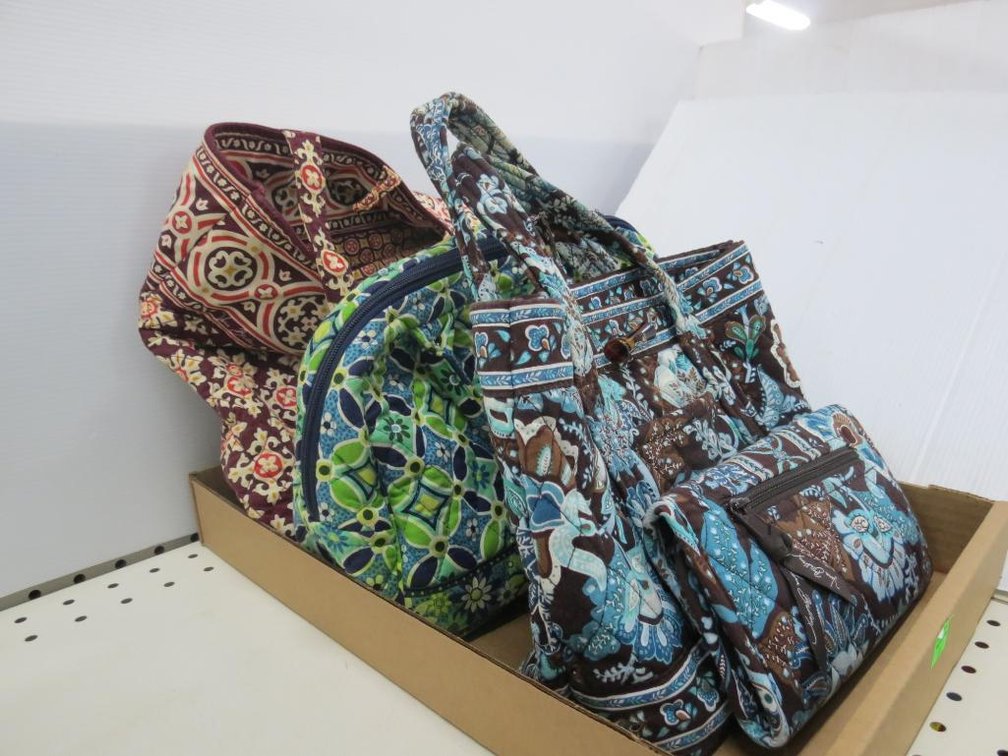 3 Vera Bradley Purses and Pocketbook, Larger Purse Has Wear On Handles
