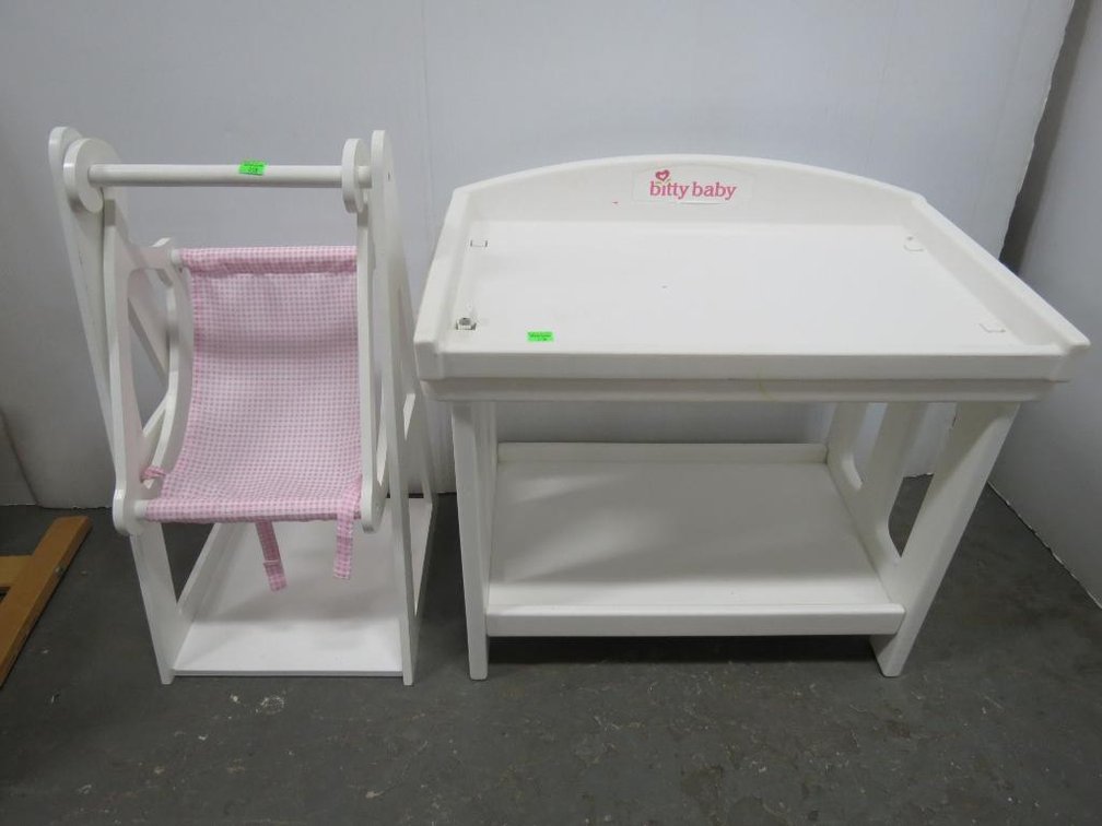 American Girl Bitty Baby Changing Table and Doll Swing