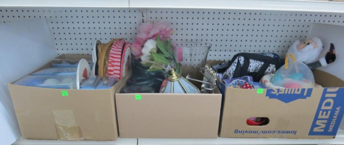 Christmas Ornaments, Glass Canister Set, Purses and Household Items