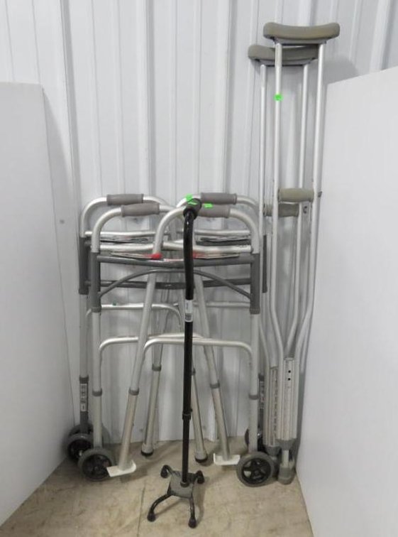 Pair of Walkers, Drive Cane, Crutches