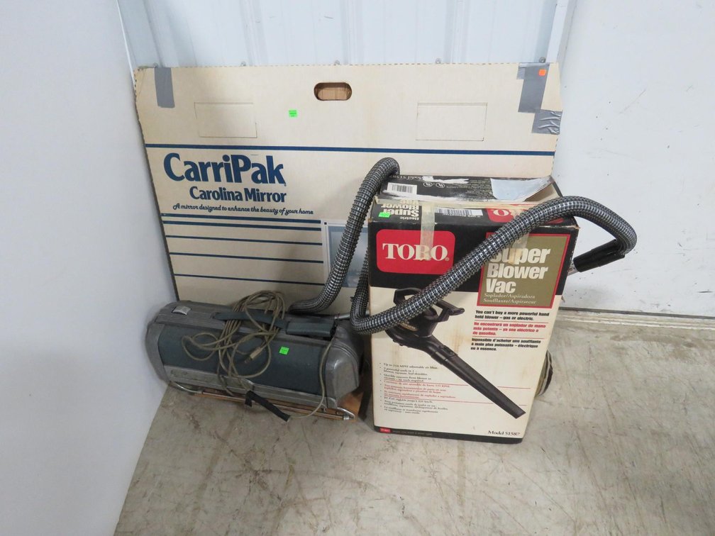 Electrolux Vacuum, Large Mirror, Toro Super Blower Vac