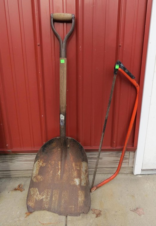 Metal Scoop Shovel and Bow Saw