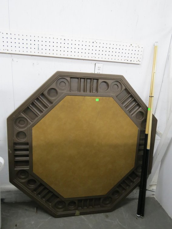Folding Poker Table and 3 Pool Cues