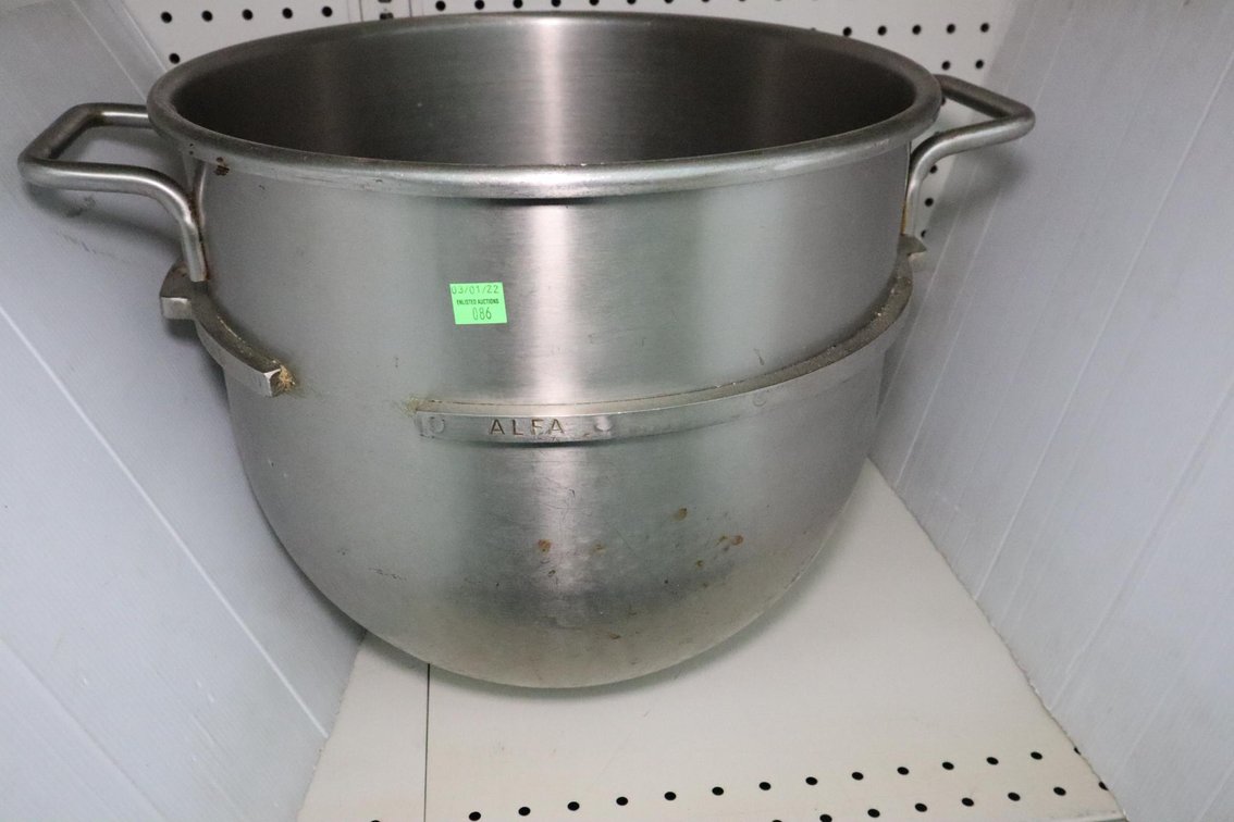 Commercial Stainless Steel Mixer Bowl, Believe To Be 30 Quart