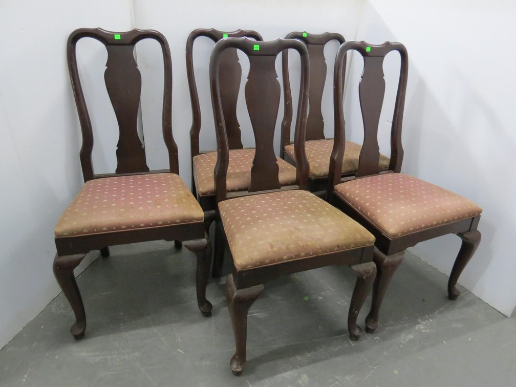 5 Cushioned Dining Chairs, Dirty With Some Stains