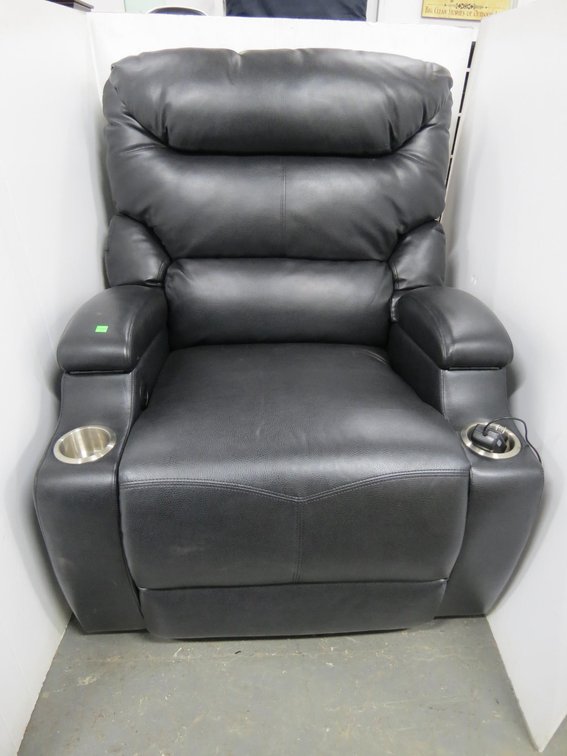 Leather Theater Recliner With Electronic Recline and USB Port, Works, Unsure of Brand