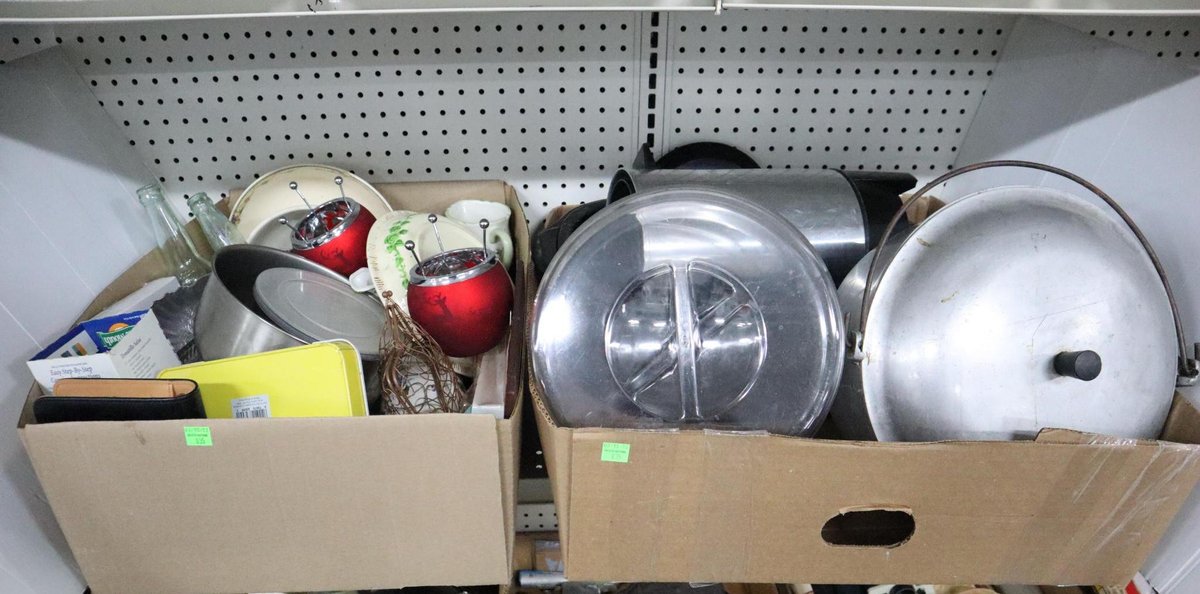 Two Boxes of Kitchen Items, Roaster and Coffee Maker