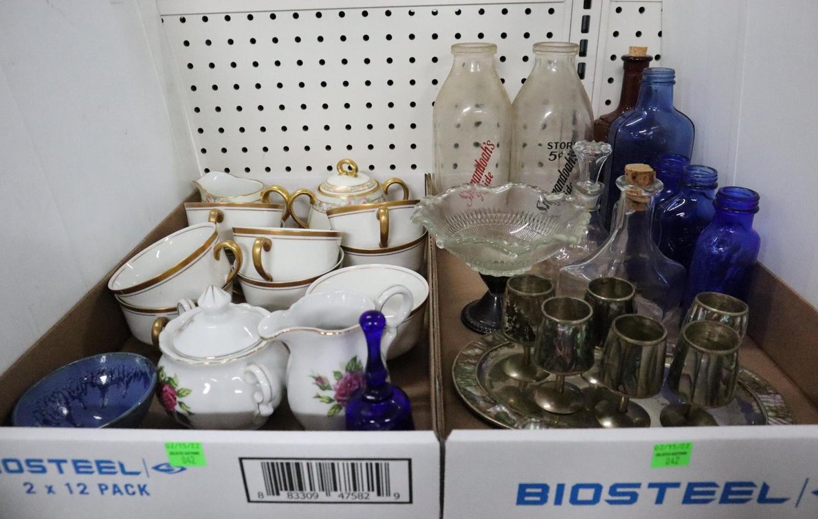 Glass Bottles and China Dishes