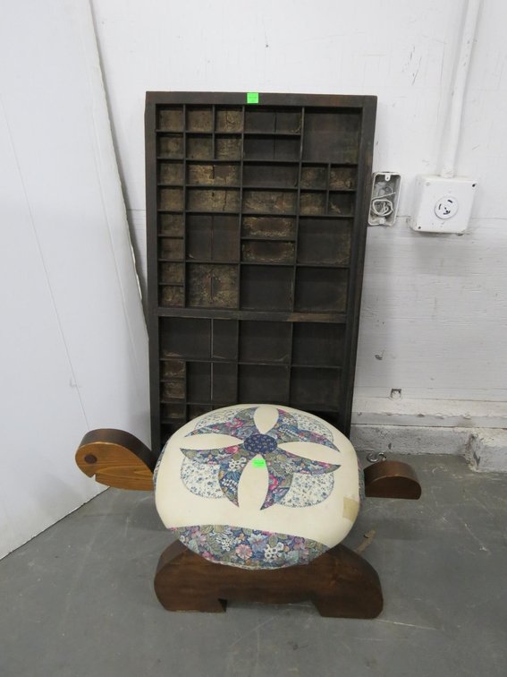 Turtle Stool and Antique Divided Tray
