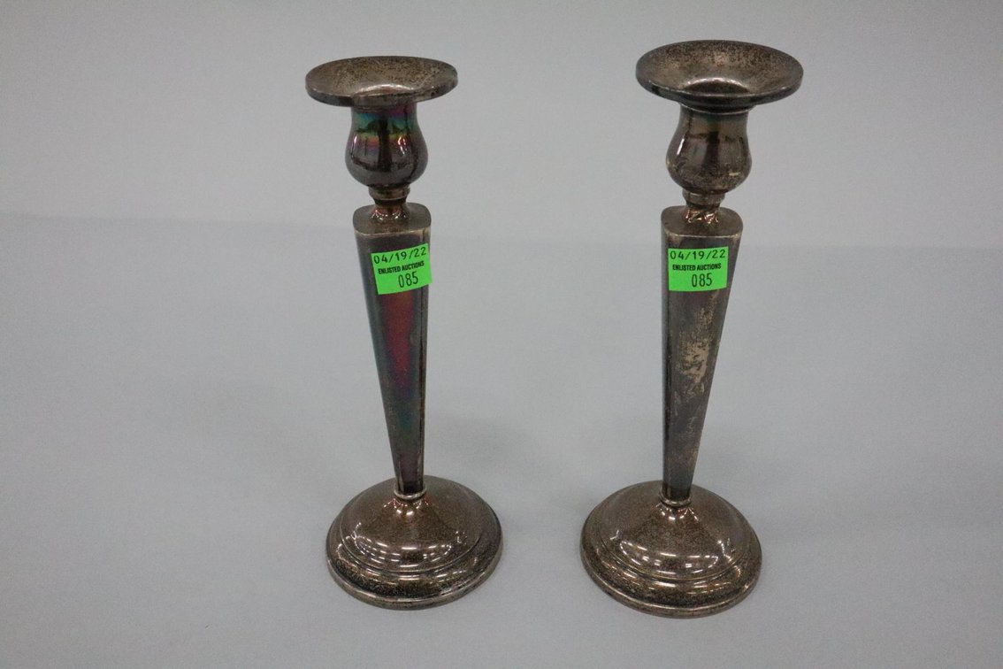 Pair of Sterling Weighted Candle Stands