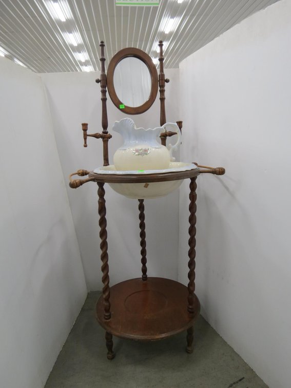 Wash Stand With Porcelain Wash Bowl and Pitcher