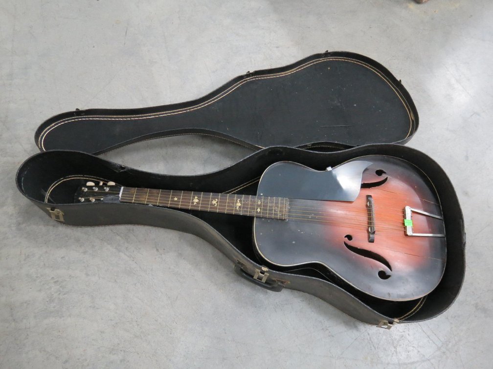 Vintage Acoustic Guitar With Case, Rough Condition