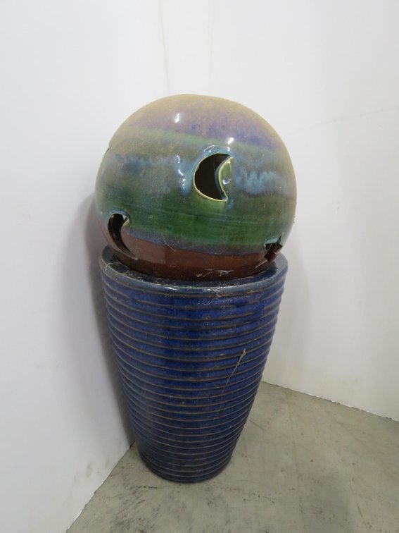 Porcelain Gazing Ball and Planter