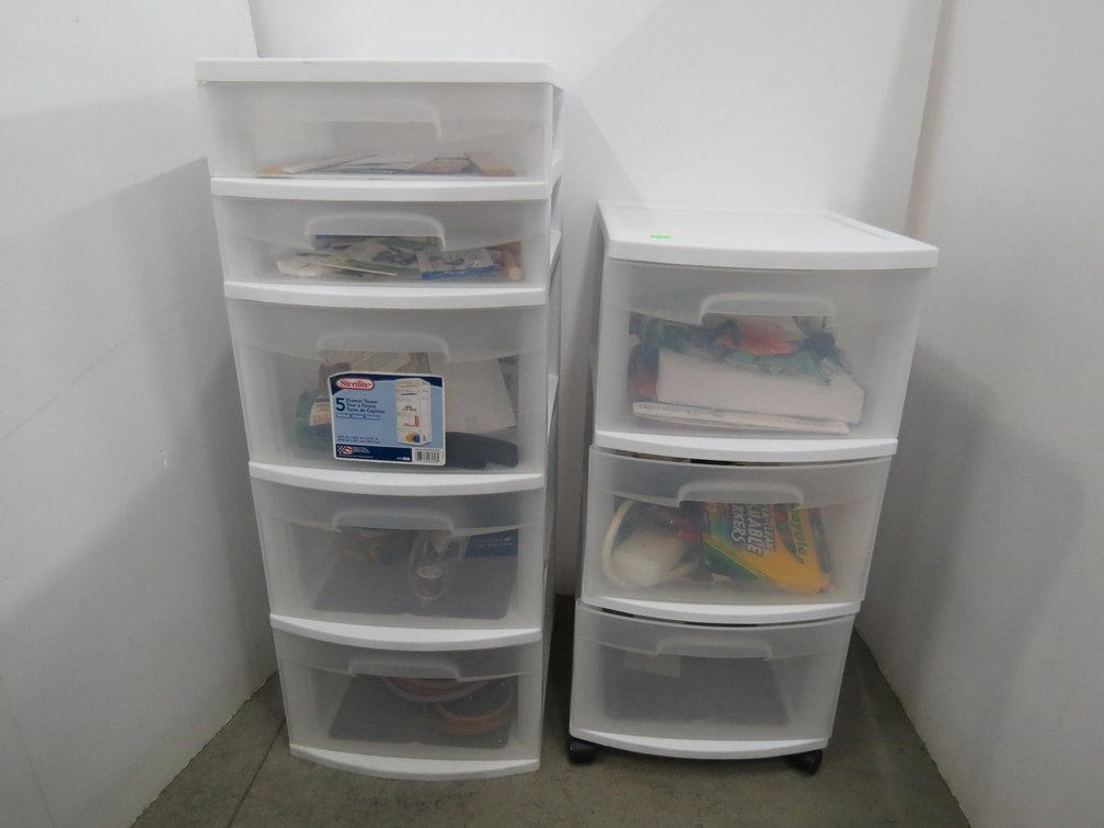 Pair of Sterilite Storage Drawers With Contents