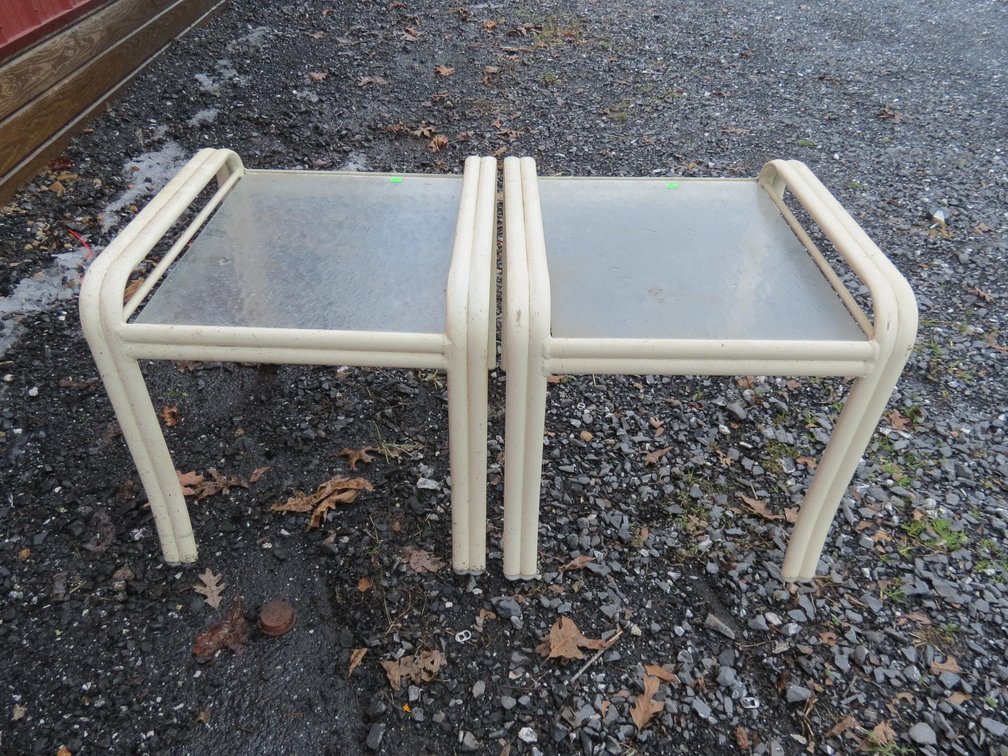 Pair of Glass Top Side Patio Tables