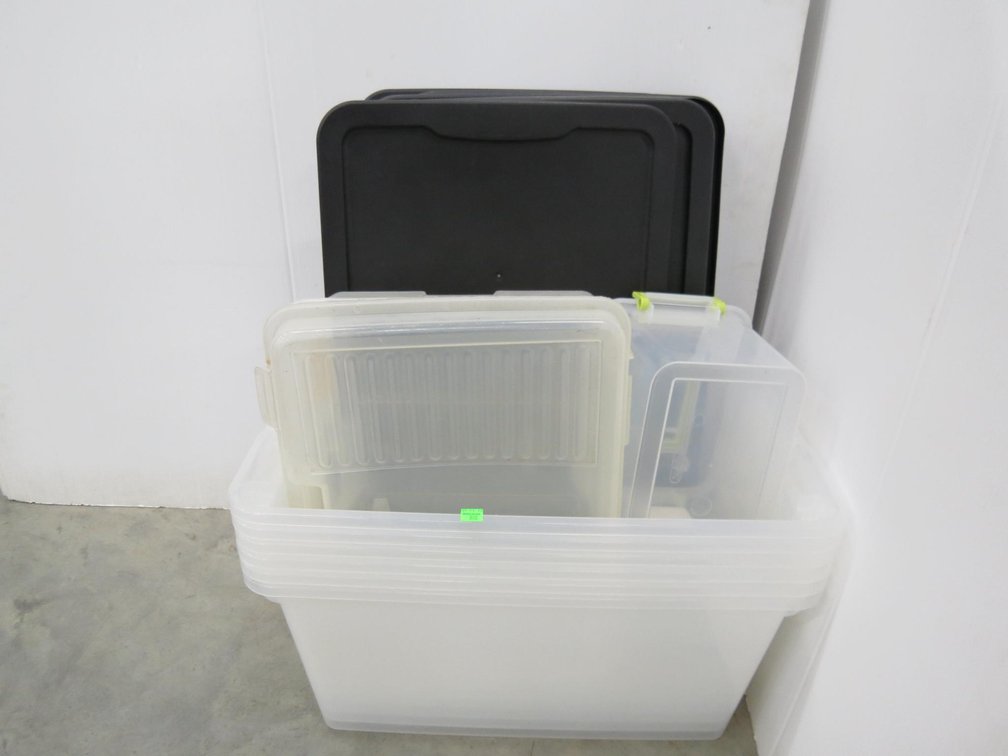 Group of Clear Plastic Totes