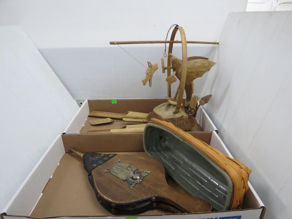 Wooden Wind Chime, Longaberger Basket, Fireplace Bellows