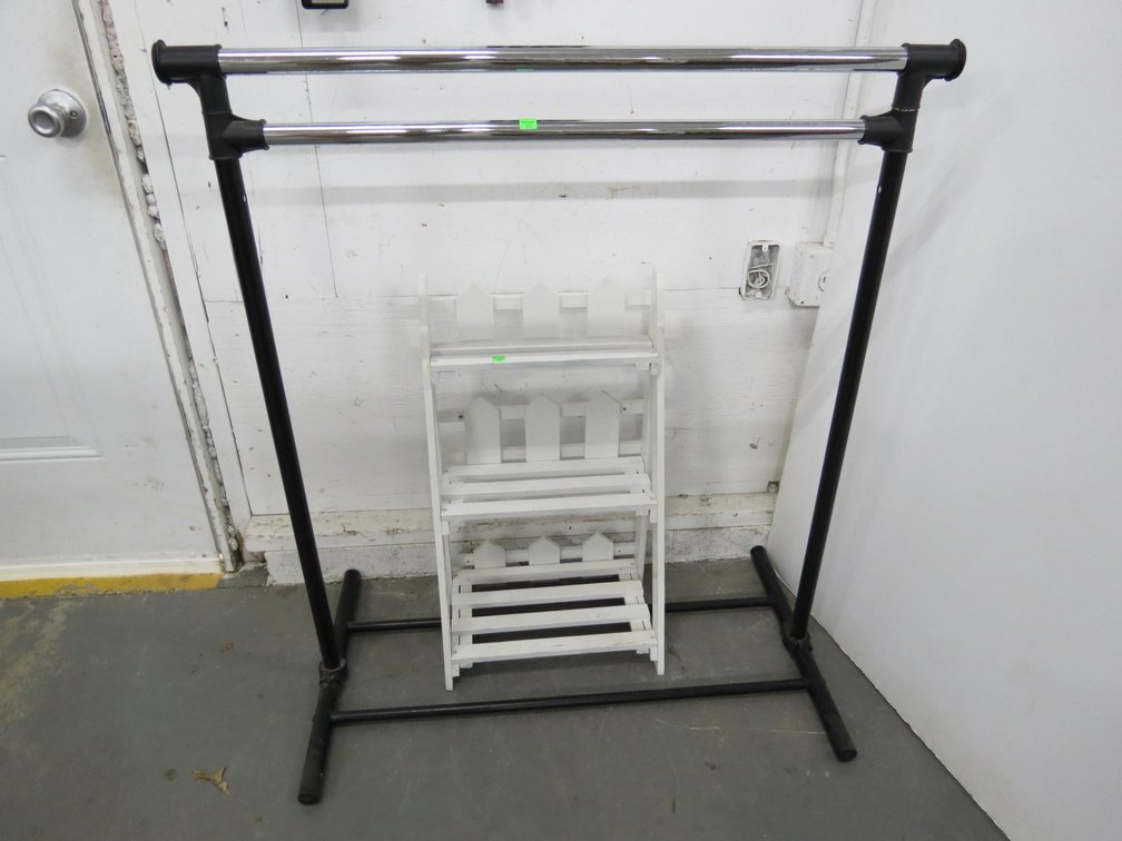 Clothes Rack and Wooden Shelf