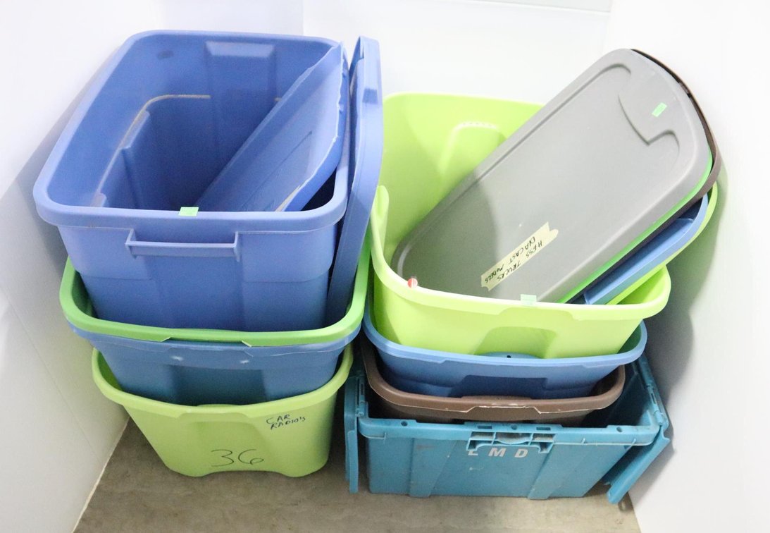 Plastic Storage Totes, May Be Missing Lids