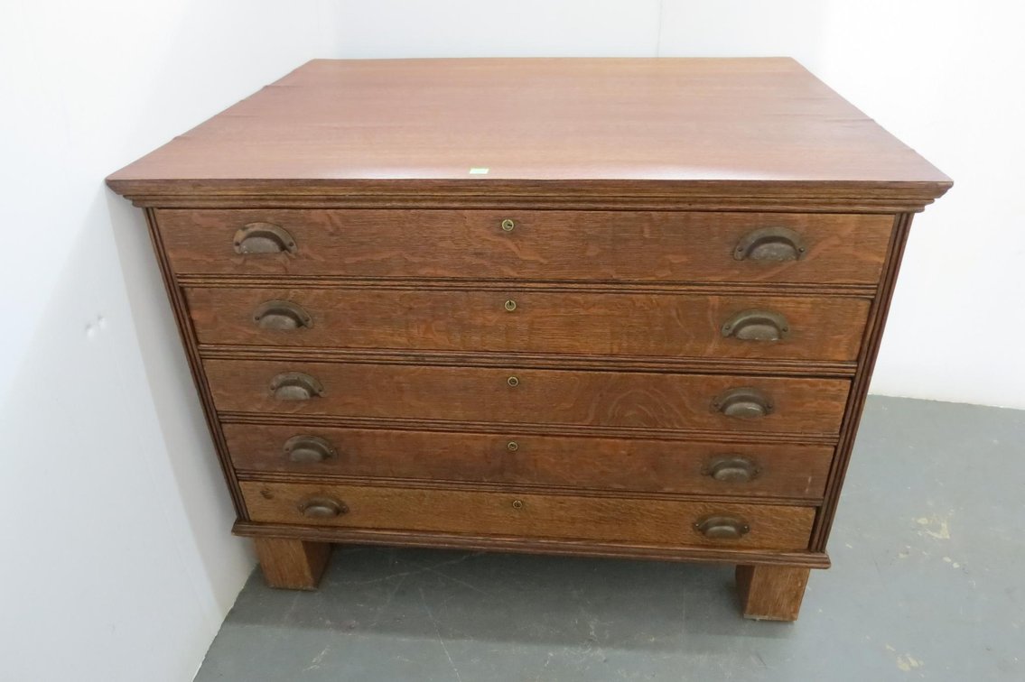 Vintage 5 Drawer Map Chest