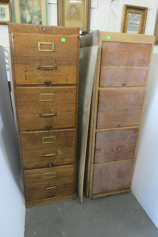 Pair of Antique Wooden File Cabinets