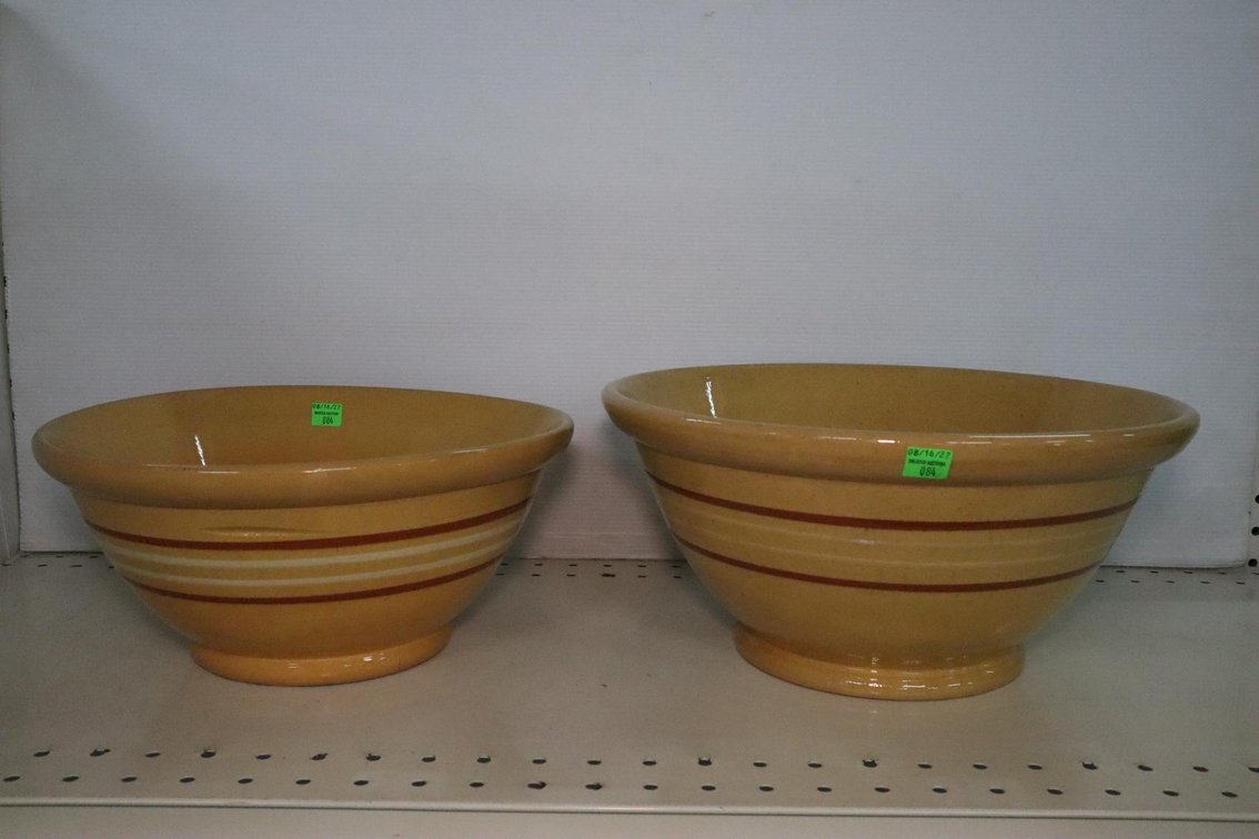 Pair of Vintage Stoneware Mixing Bowls