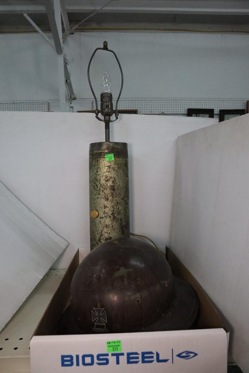Antique Helmet and Shell Casing Lamp