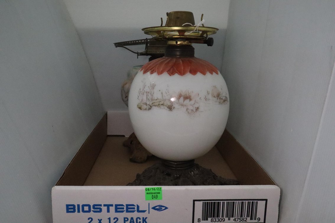 Vintage Oil Lamp and A Electric Lamp That Needs Rewired