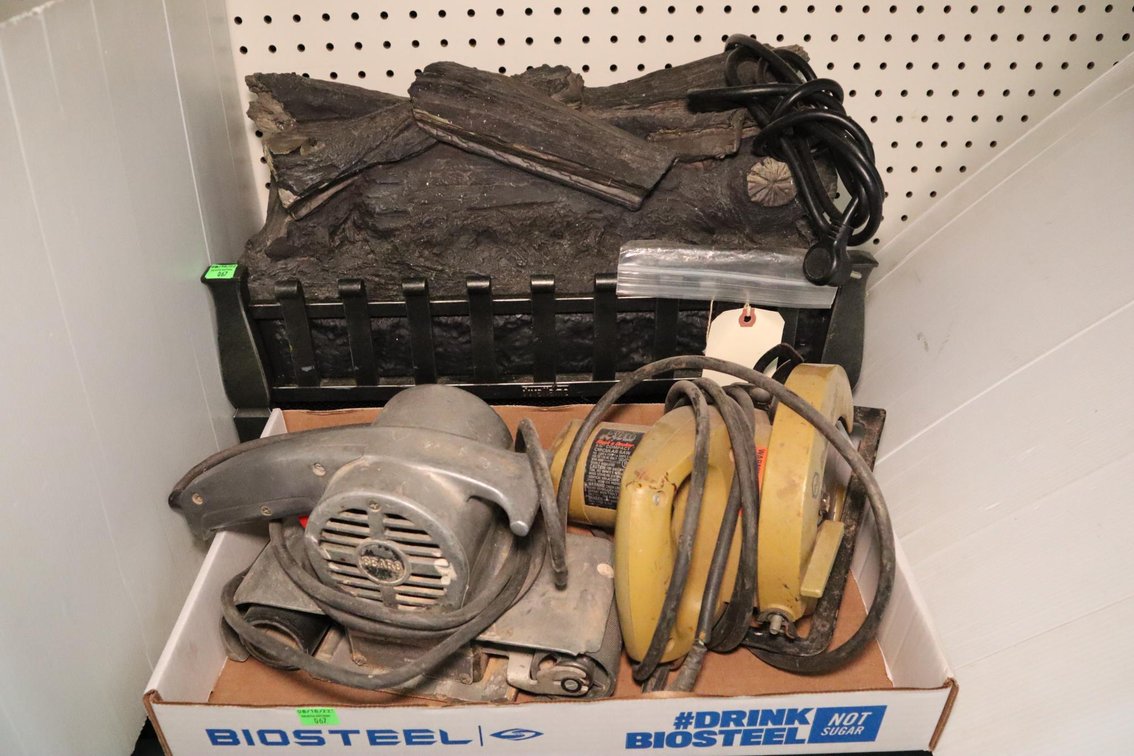 Duraflame Electric Fireplace With Remote, Circular Saw and Belt Sander