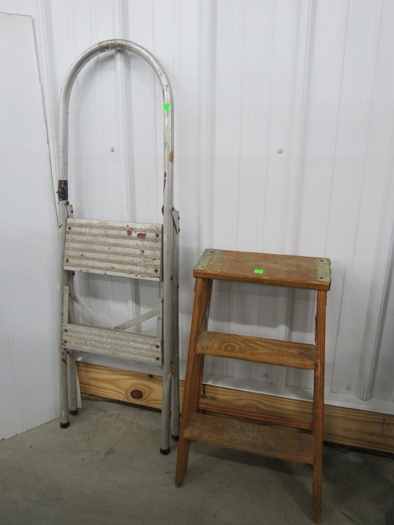 Step Stool and Wooden Step Ladder