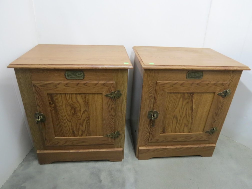 Pair of White Clad Nightstands