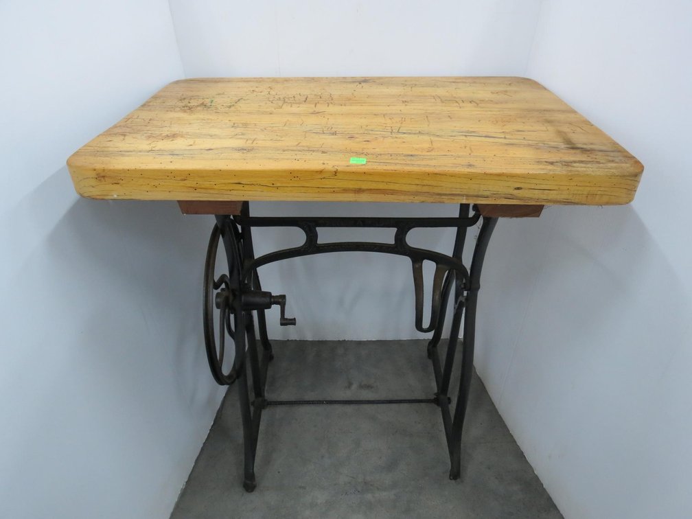 Antique Sewing Machine Frame With Wormwood Top