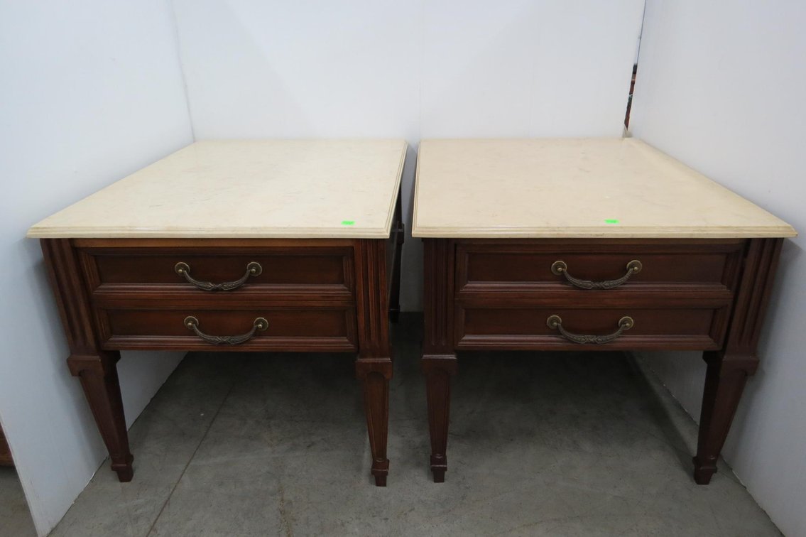 Pair of Marble Top Side Tables
