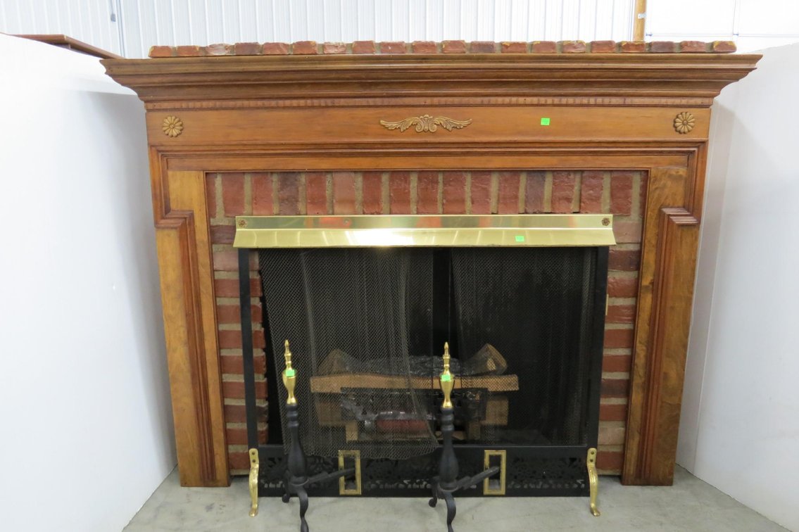 Electric Fireplace with Fireplace Screen and andirons