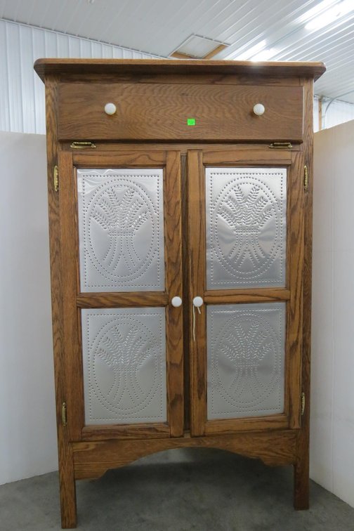 Oak Punched Tin Pie Safe